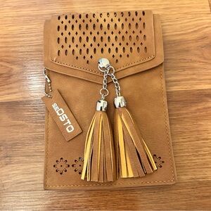 SeOSTO Tan Crossbody Bag with Tassels NEW